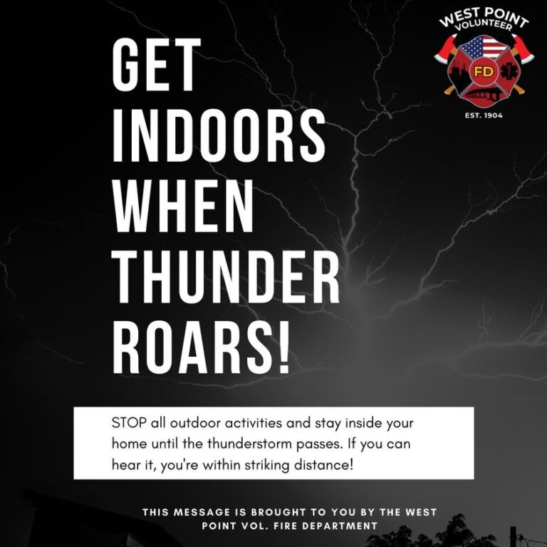 Get indoors when thunder roars
